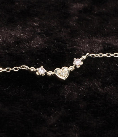 美品 ヨンドシー ネックレス SV ダイヤ ピンクトルマリン ハートモチーフ レディース 4℃