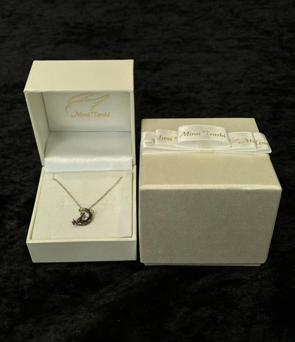 ネックレス SV925 アクアマリン ルビー ホワイトサファイア クレセントムーン 月モチーフ レディース Mirai Tenshi