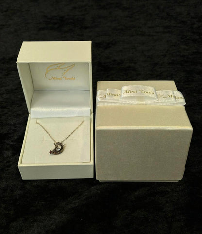 ネックレス SV925 アクアマリン ルビー ホワイトサファイア クレセントムーン 月モチーフ レディース Mirai Tenshi