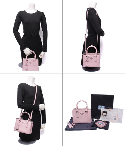 美品 PRADA 2WAY ハンドバッグ ショルダーバッグ 肩掛け 斜め掛け ミニバッグ サフィアーノ ガレリア 1BA906 レディース プラダ