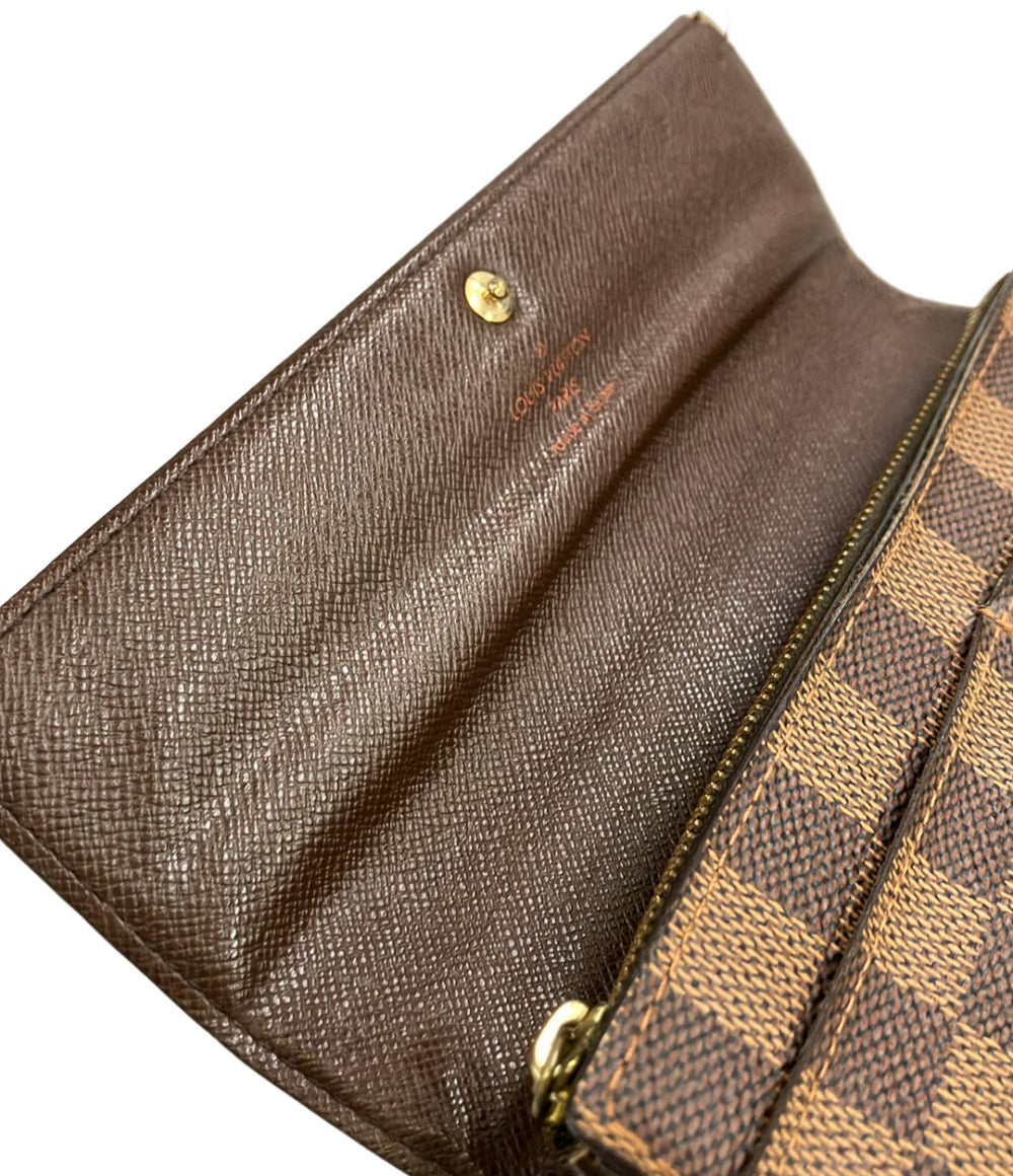 LOUIS VUITTON 長財布 ポシェット ポルト モネ クレディ ダミエ エベヌ