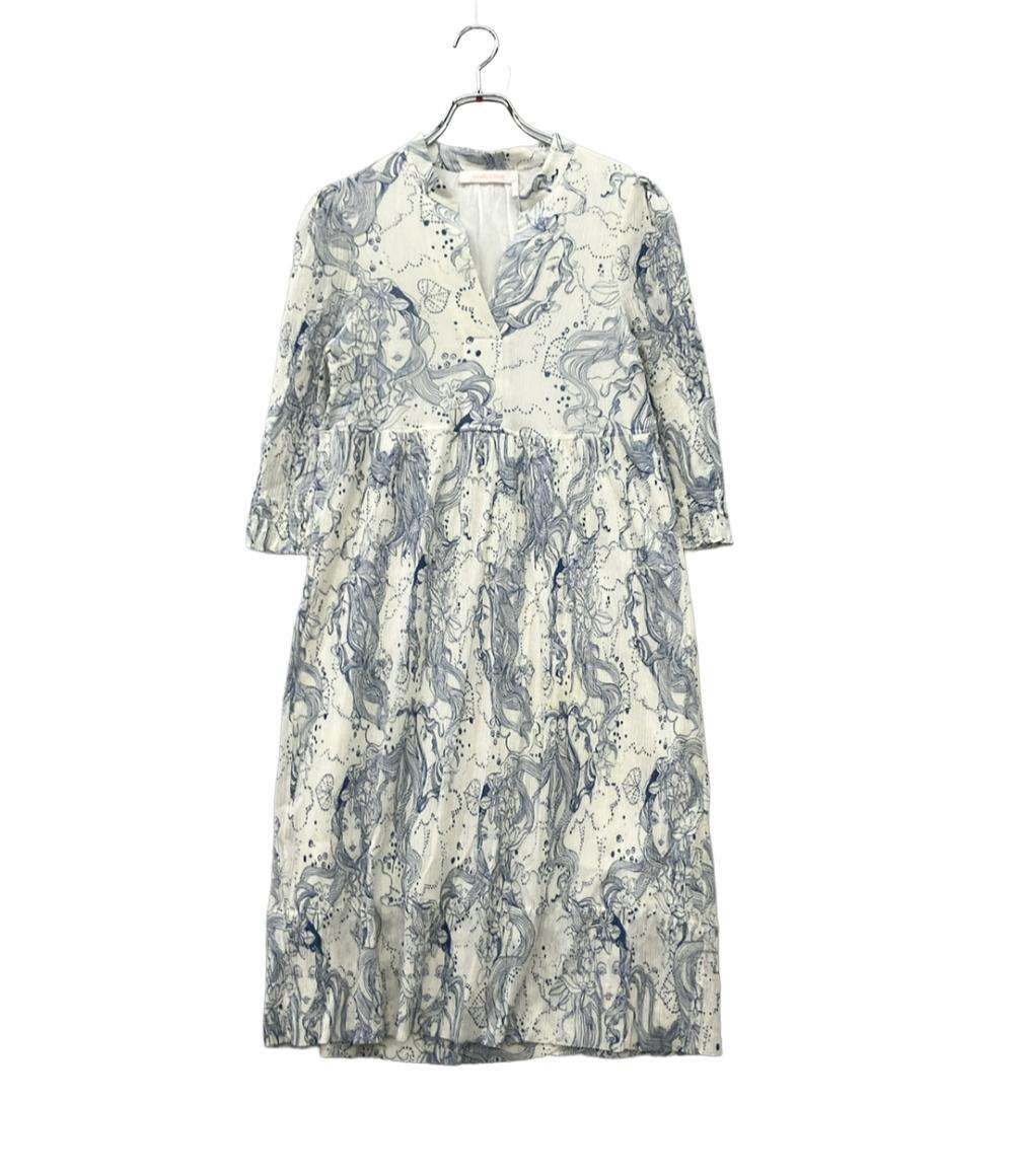 SEE BY CHLOE 長袖ワンピース プリントコットンとシルク混紡クレポンミディドレス CHS21AR00702791J34 レディース SIZE 34 (XS) シーバイクロエ