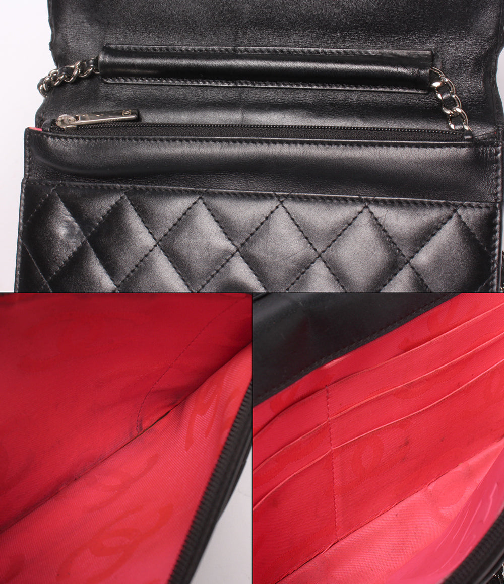 CHANEL チェーンウォレット チェーンショルダーバッグ 斜め掛け シルバー金具 14番台 カンボンライン レディース シャネル