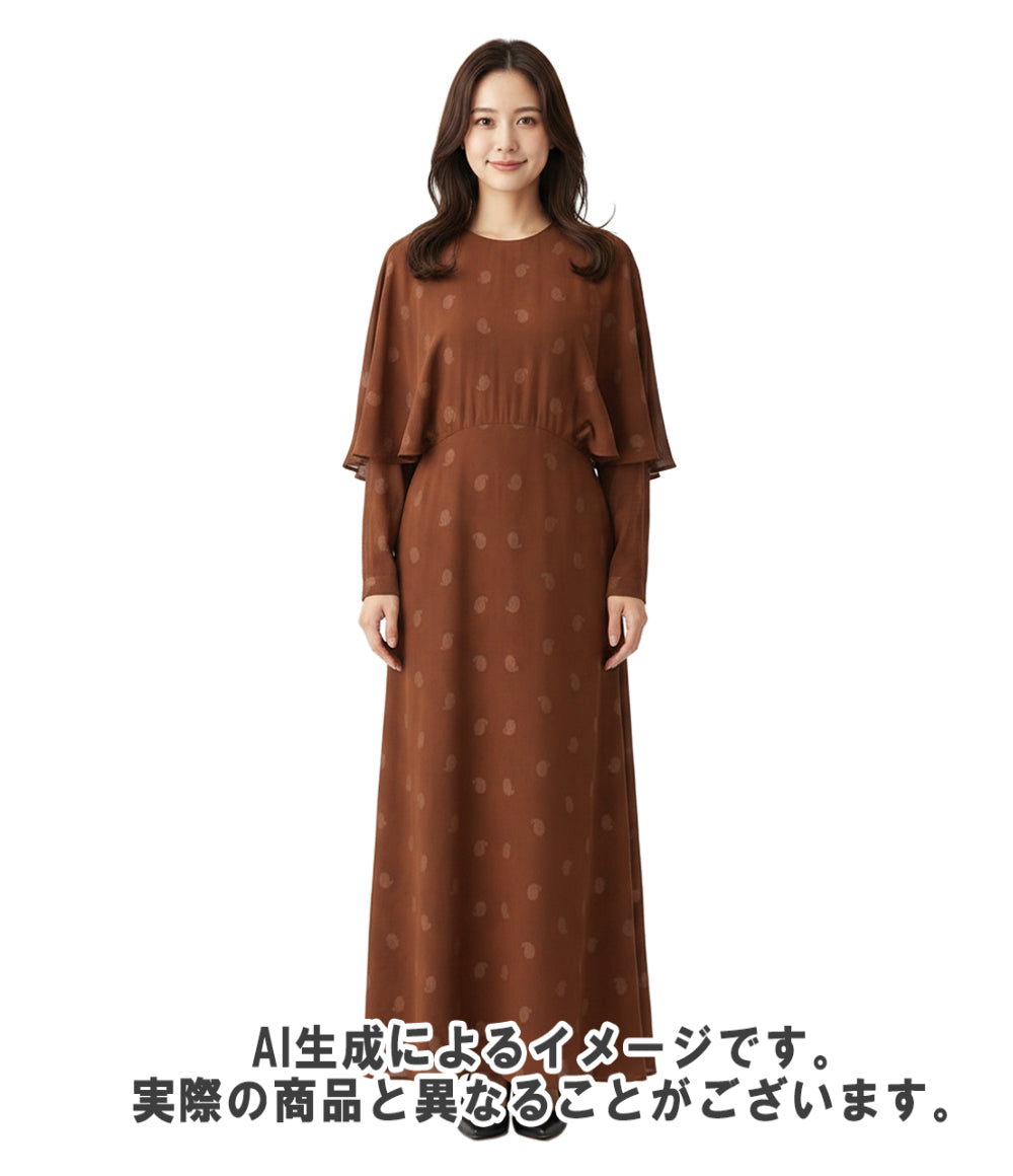 美品 Mame Kurogouchi 長袖 ペイズリージャガードクラシックドレス MM21PFDR708 レディース SIZE 1 (S) マメクロゴウチ