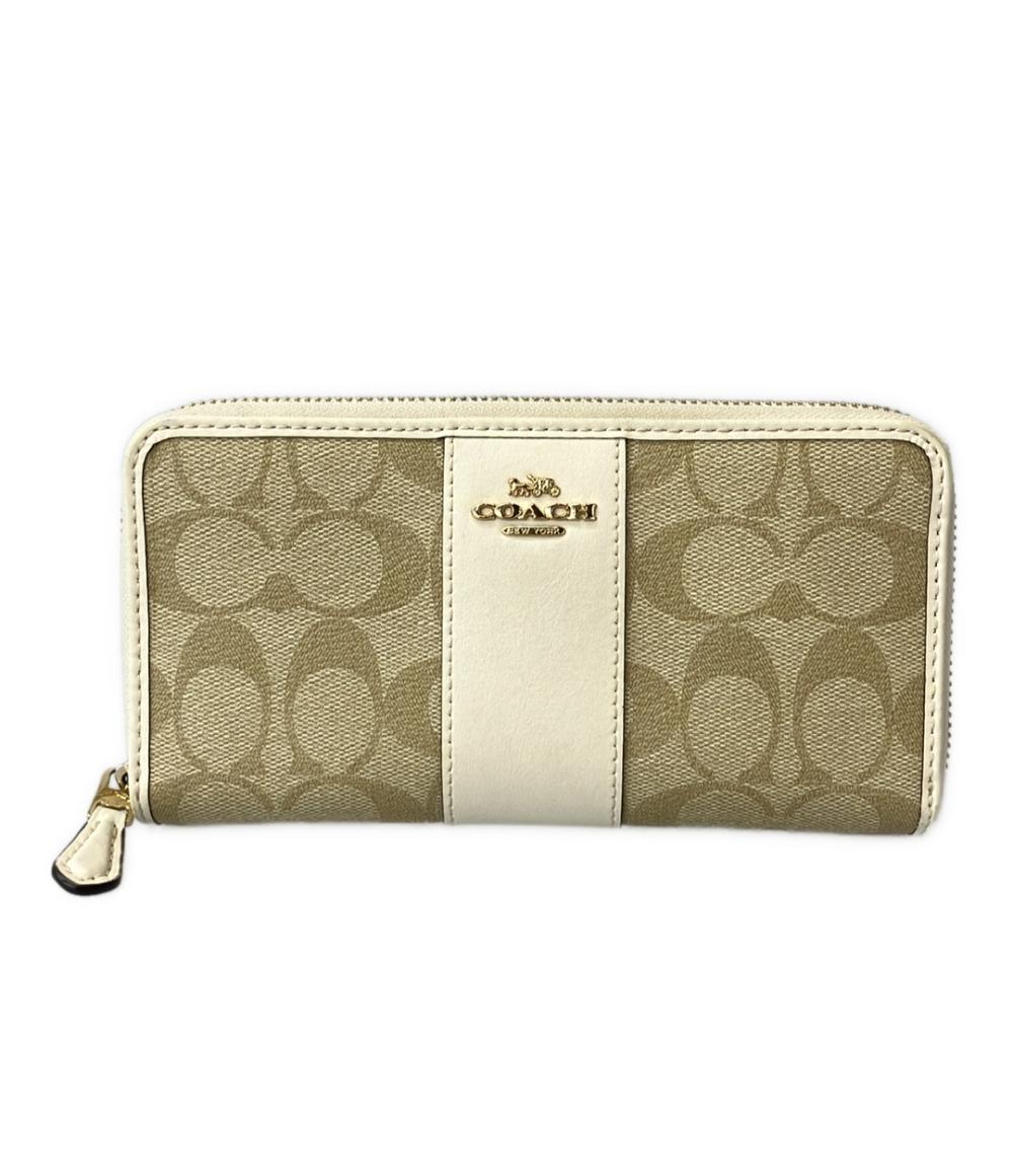 コーチ ラウンドファスナー長財布 シグネチャー レディース COACH