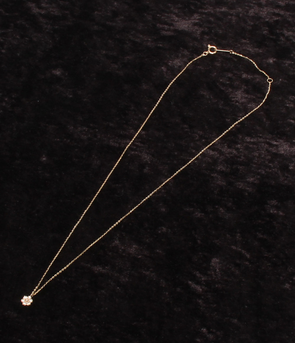美品 NOJESS ネックレス K10 ダイヤ 0.066ct フラワーモチーフ 花モチーフ レディース ノジェス