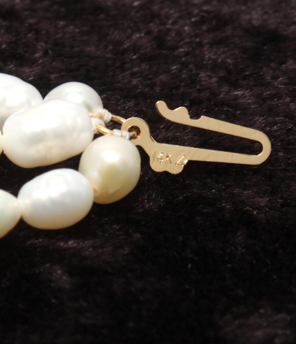 美品 3連ネックレス K14 淡水パール レディース