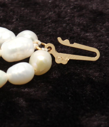 美品 3連ネックレス K14 淡水パール レディース