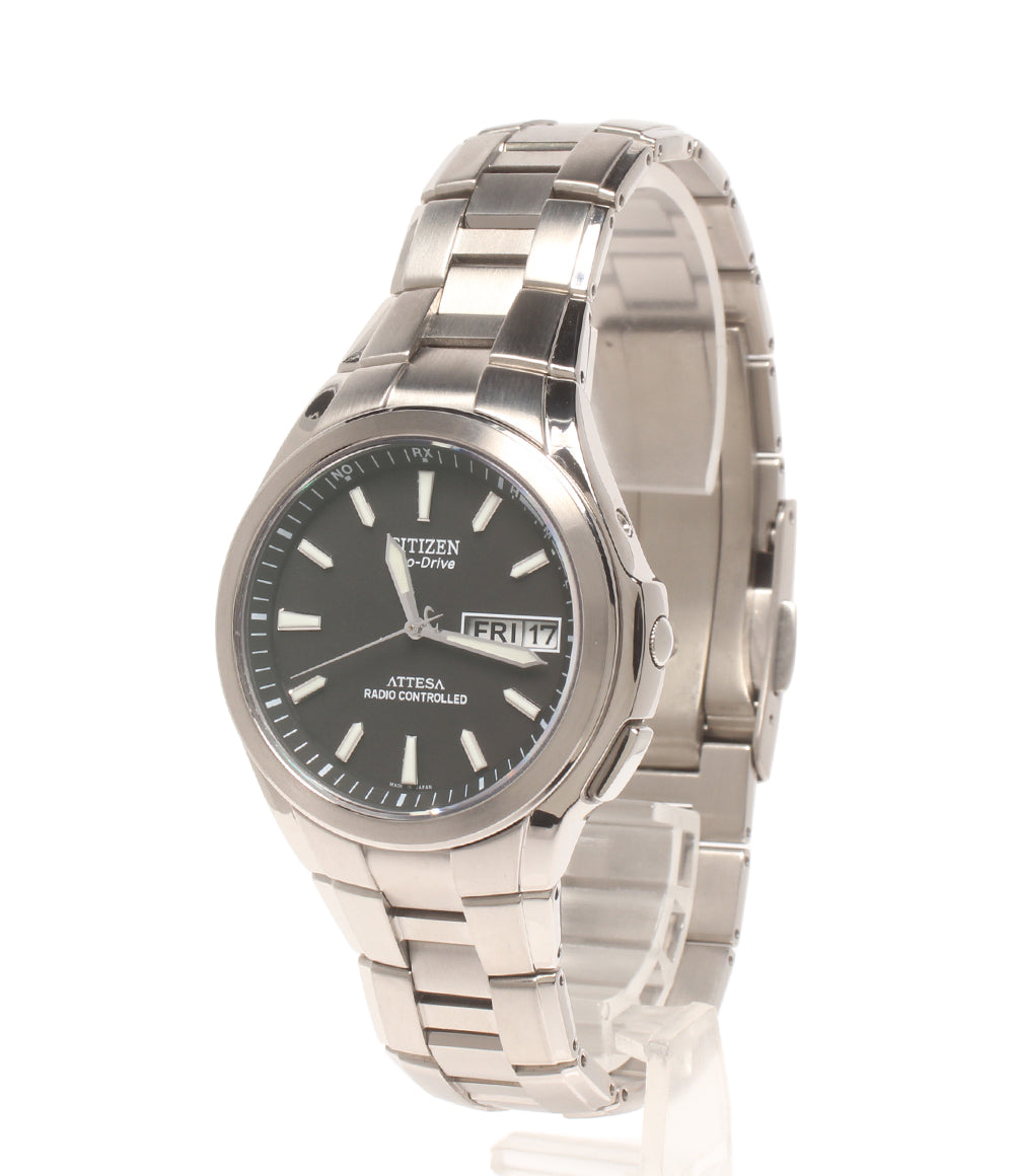 美品 CITIZEN 腕時計 ソーラー電波 アテッサ ATTESA ソーラー ブラック H100-T010431 メンズ シチズン