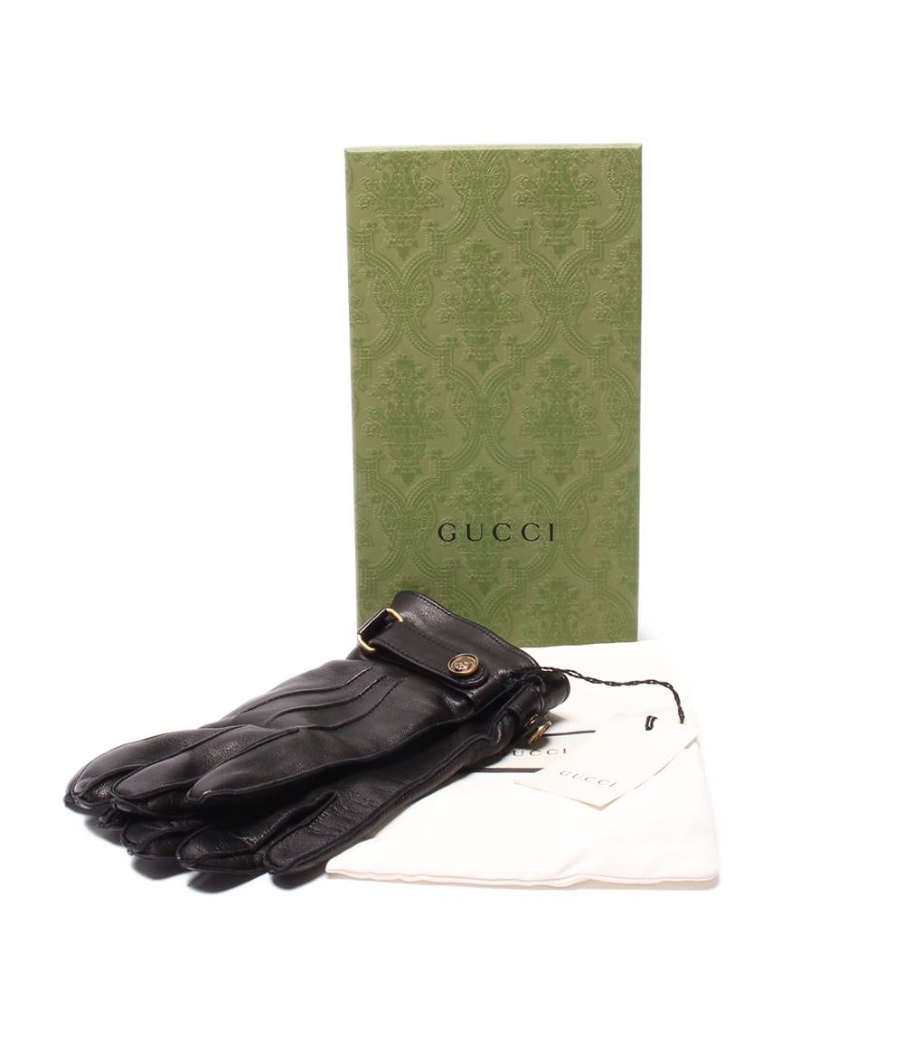 美品 グッチ レザー手袋 グローブ タイガーヘッド メンズ GUCCI