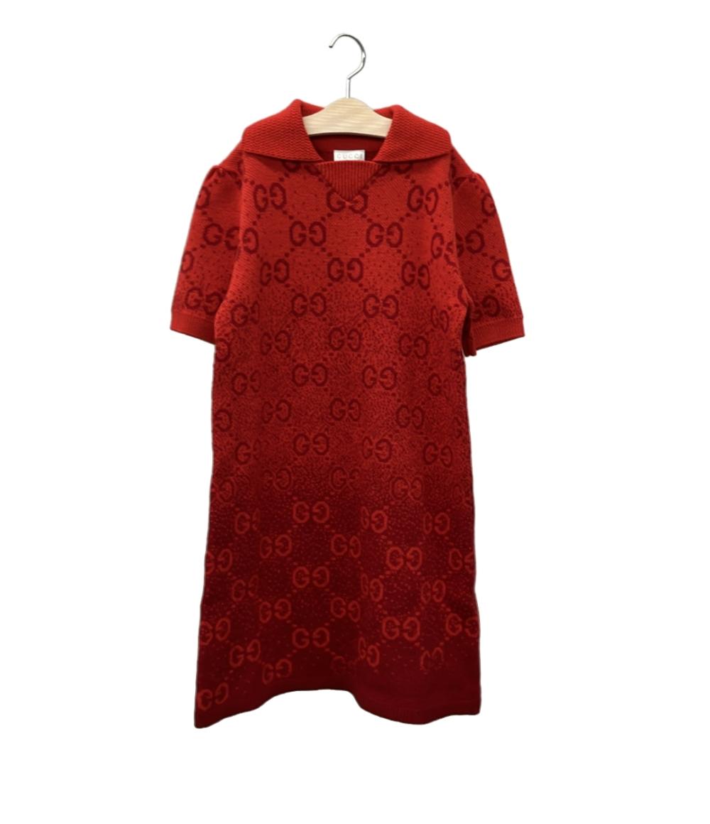 美品 GUCCI 半袖ワンピース GGパターンニットワンピース タグ付き キッズ SIZE 12 (150) グッチ