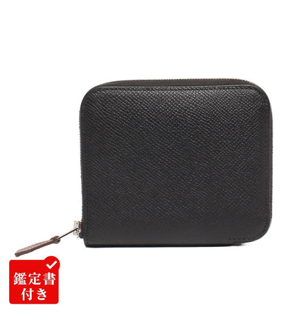 HERMES ラウンドファスナー財布 D刻印 シルバー金具 アザップコンパクト シルクイン レディース エルメス