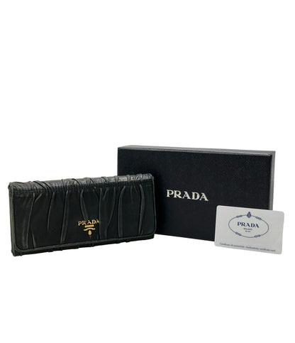 PRADA 二つ折り長財布 ギャザーレザー レディース プラダ
