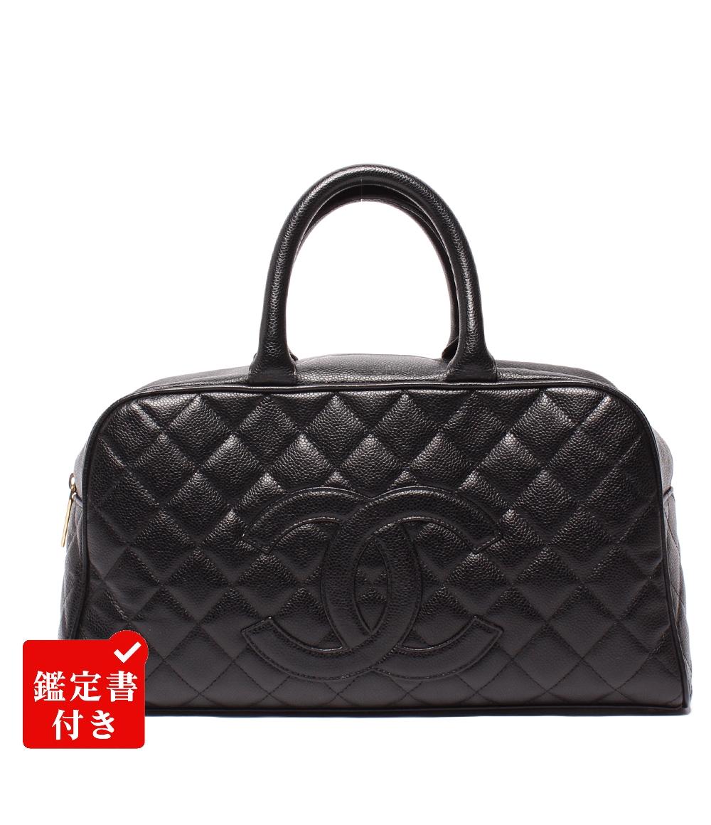 CHANEL ミニボストンバッグ ハンドバッグ マトラッセ ココマーク キャビアスキン ゴールド金具 レディース シャネル
