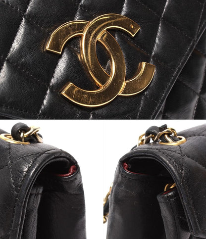 CHANEL チェーンショルダーバッグ シングルチェーン シングルフラップ ゴールド金具 ラムスキン 0番台 マトラッセ レディース シャネル