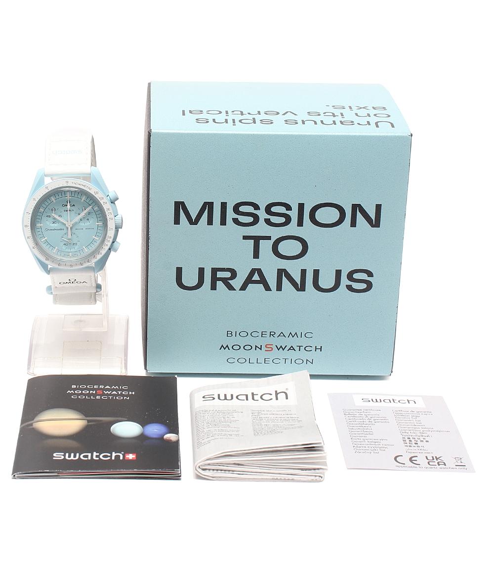 美品 Swatch OMEGA 腕時計 MISSION TO URANUS MOONSWATCH クオーツ ブルー メンズ スウォッチ オメガ