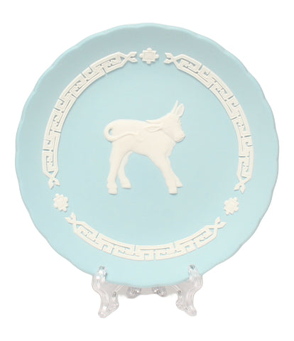 美品 ウェッジウッド イヤートレイ 飾り皿 干支 うし 牛 丑 12cm YEAR TRAY OX 2009 ジャスパー Wedgwood