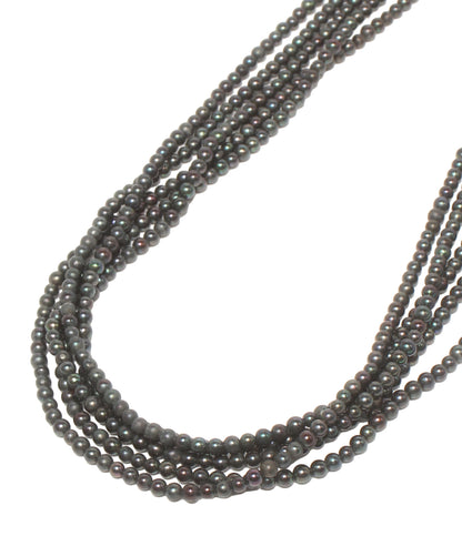 4連ネックレス SILVER 淡水パール ブラック レディース