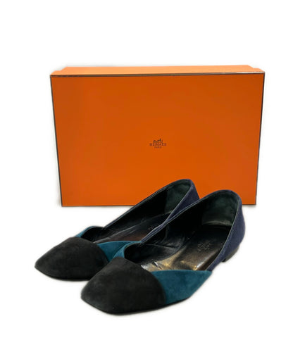 訳あり HERMES フラットシューズ スエード レディース SIZE 36 1/2 エルメス
