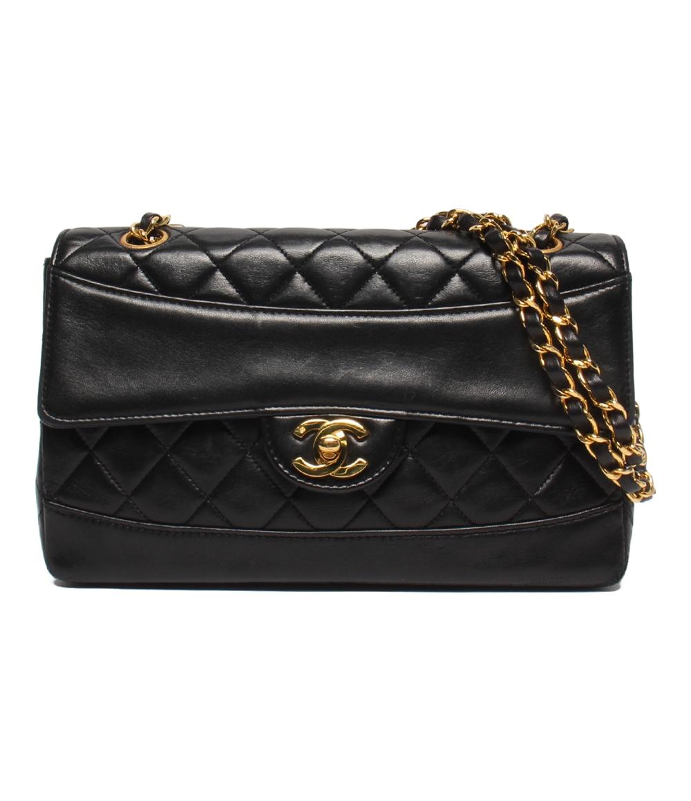 CHANEL ショルダーバッグ ダブルチェーン シングルフラップ ゴールド金具 ラムスキン 肩掛け マトラッセ メンズ シャネル