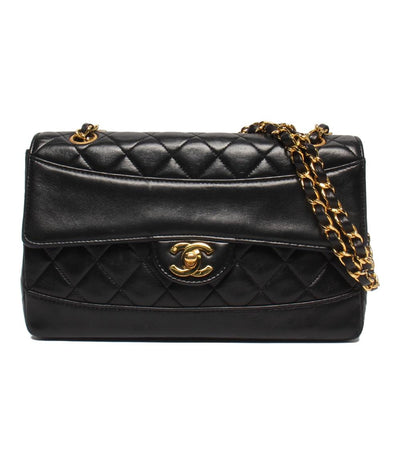 CHANEL ショルダーバッグ ダブルチェーン シングルフラップ ゴールド金具 ラムスキン 肩掛け マトラッセ メンズ シャネル