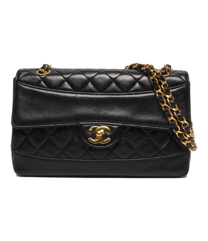 CHANEL ショルダーバッグ ダブルチェーン シングルフラップ ゴールド金具 ラムスキン 肩掛け マトラッセ メンズ シャネル