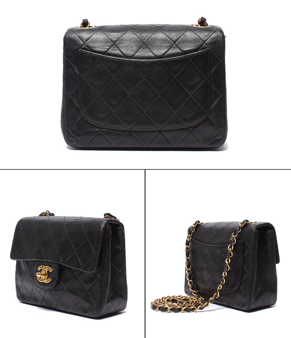 CHANEL チェーンショルダーバッグ ゴールド金具 ラムスキン 4番台 シングルチェーン シングルフラップ ミニマトラッセ レディース シャネル