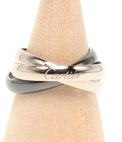 美品 Cartier リング 指輪 K18 トリニティ ブラックセラミック レディース SIZE 14号 カルティエ