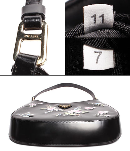 プラダ レザーショルダーバッグ 花柄 ゴールド金具 クレオ ブラッシュドレザー 1BC499 レディース PRADA