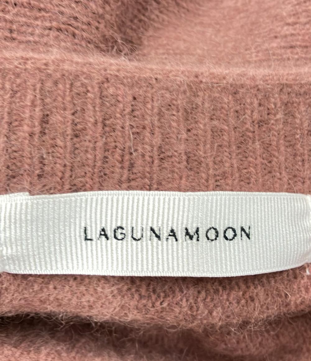 美品 ラグナムーン タヌキウールナイロン切り替え長袖ロングニットワンピース レディース SIZE M LAGUNAMOON