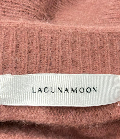 美品 ラグナムーン タヌキウールナイロン切り替え長袖ロングニットワンピース レディース SIZE M LAGUNAMOON