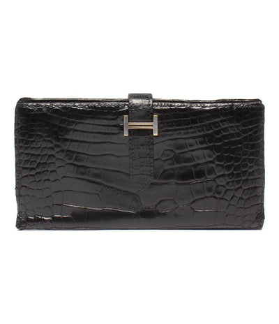 HERMES 長財布 □O刻印 シルバー金具 アリゲーター ベアンスフレ メンズ レディース エルメス