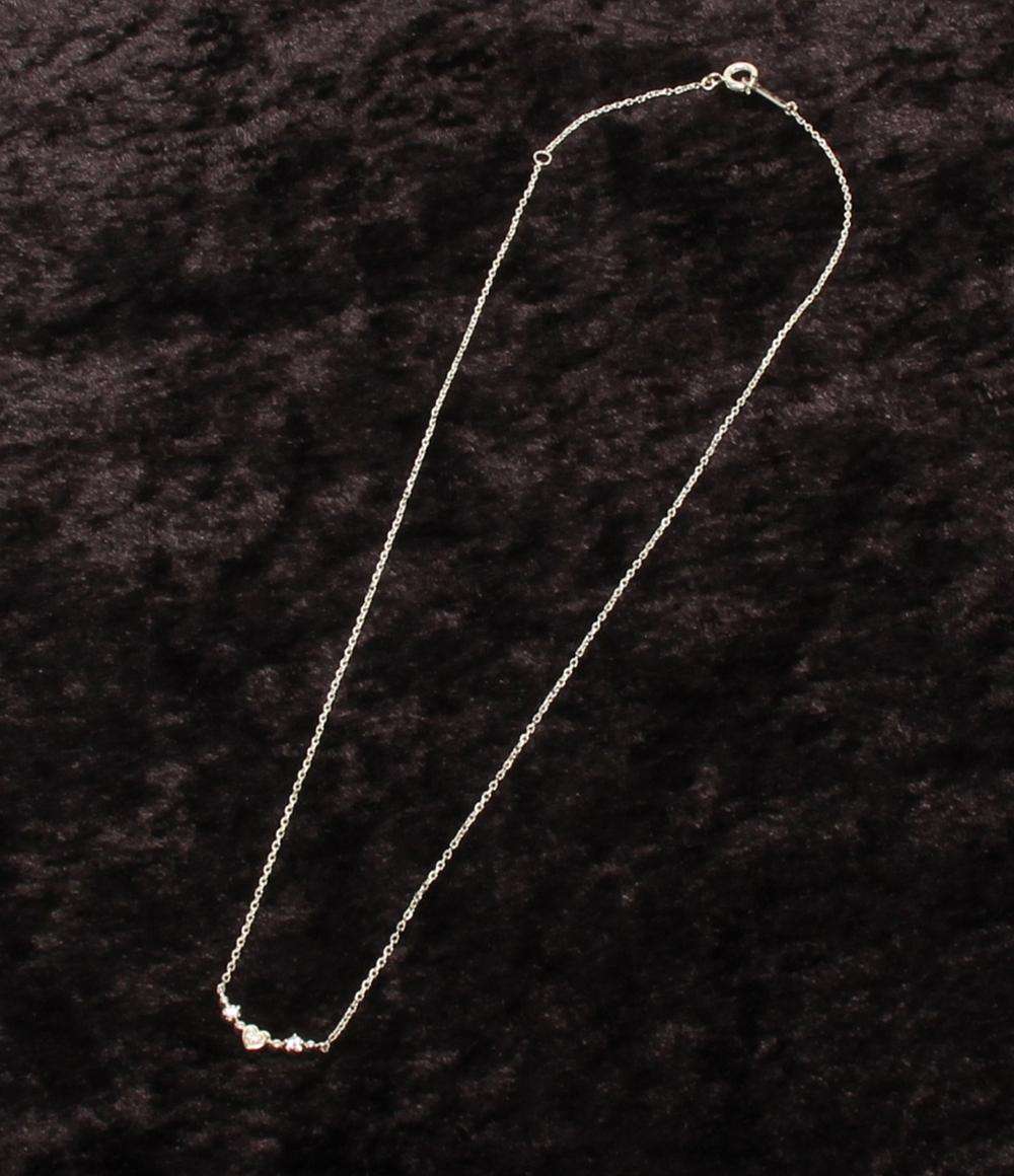 美品 ヨンドシー ネックレス SV ダイヤ ピンクトルマリン ハートモチーフ レディース 4℃