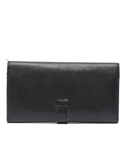 HERMES 三つ折り長財布 シルバー金具 □K刻印 ヴォーエプソン ベアン デュプリ メンズ レディース エルメス