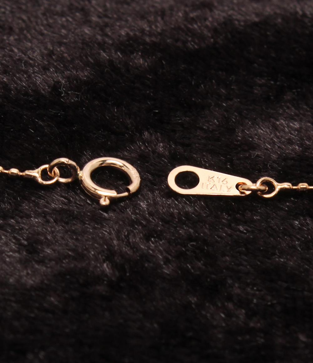 美品 ネックレス K14 ダイヤ 0.21ct ハートモチーフ レディース