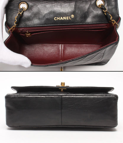 CHANEL チェーンショルダーバッグ 肩掛け ゴールド金具 シングルチェーン シングルフラップ ダイアナ25 マトラッセ ラムスキン レディース シャネル