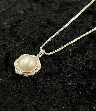 美品 ネックレス SV925 マベパール13mm レディース