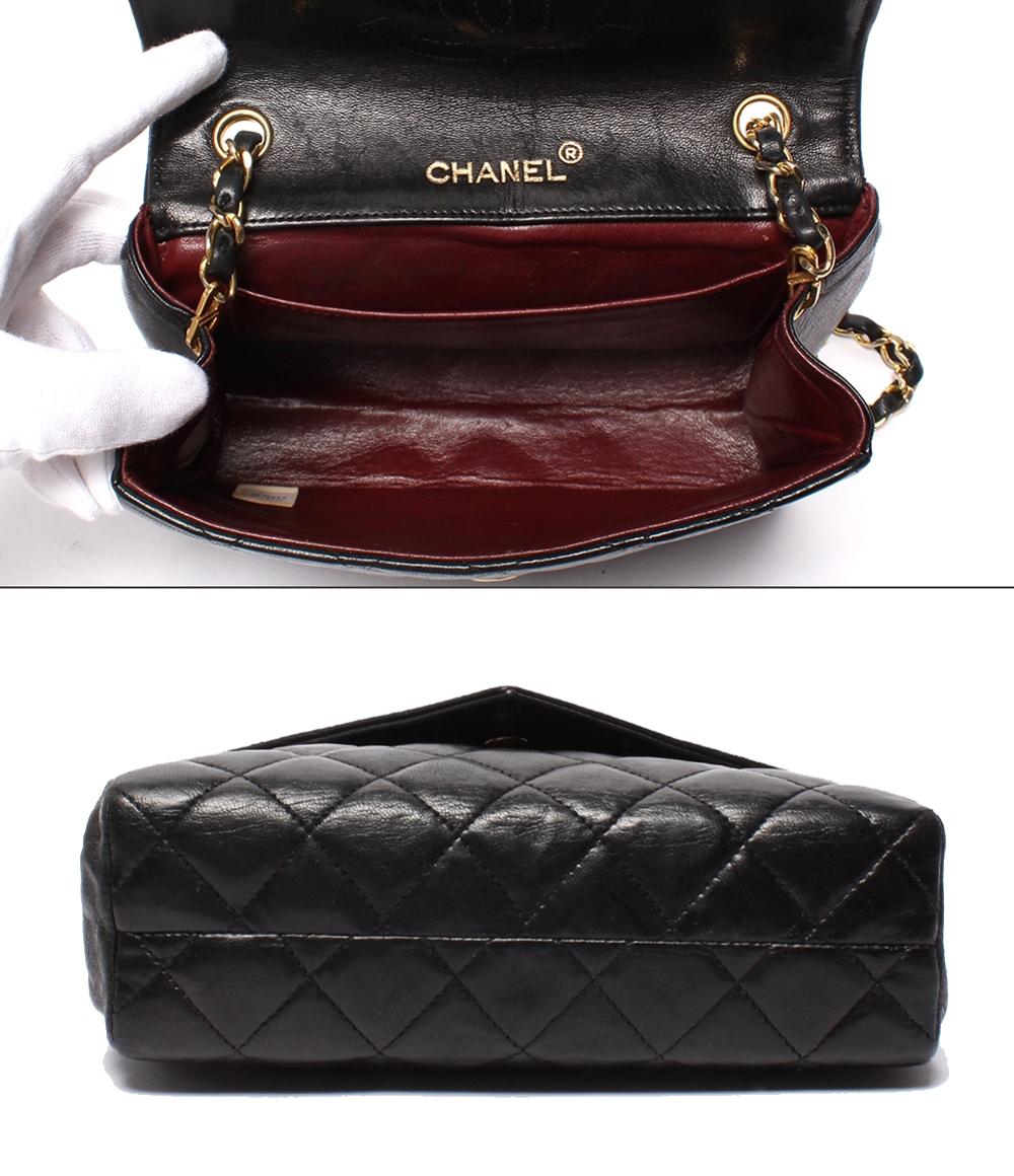 CHANEL チェーンショルダーバッグ シングルチェーン シングルフラップ ゴールド金具 ラムスキン 0番台 マトラッセ レディース シャネル
