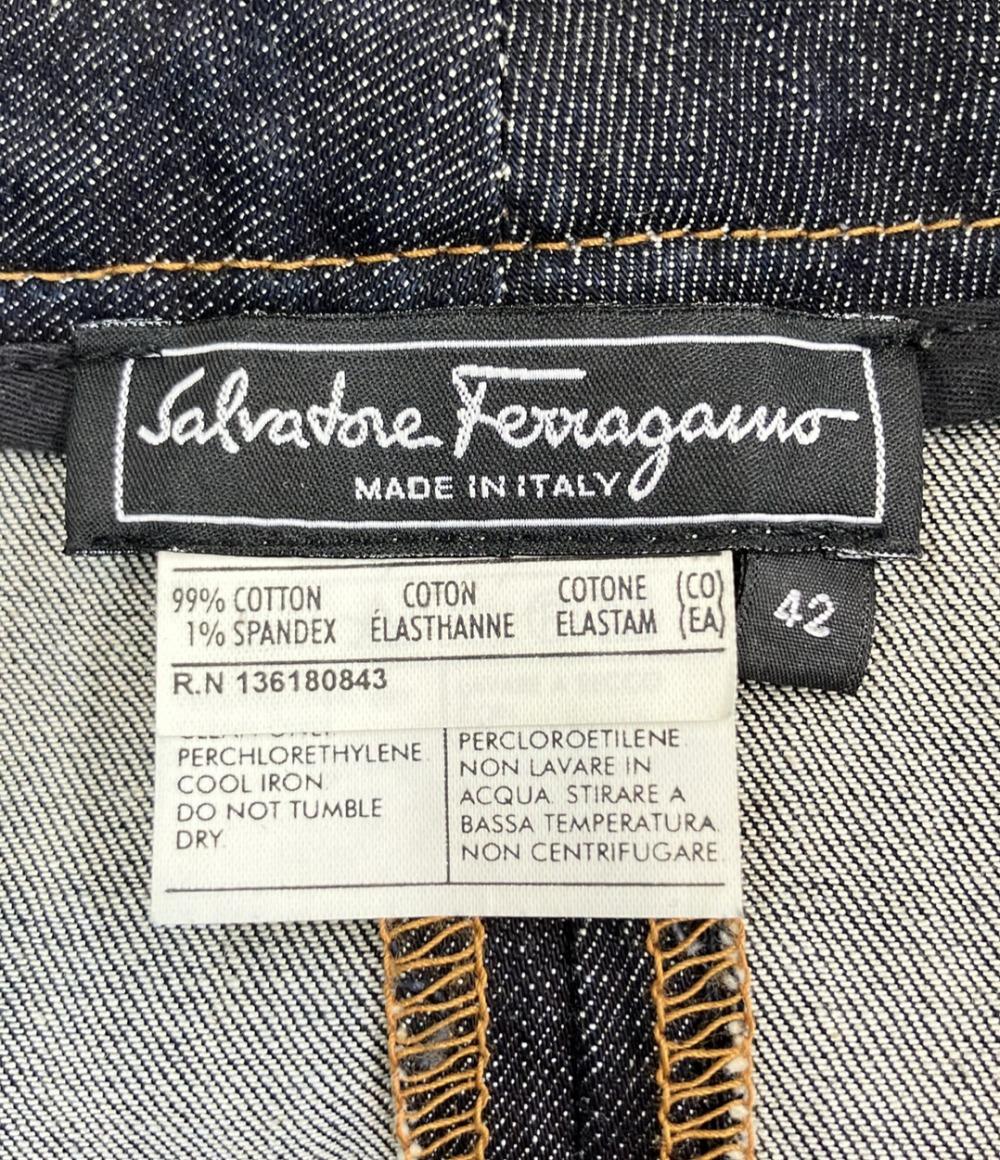 美品 Salvatore Ferragamo デニムスカート チェーン レディース SIZE 42 (XL) サルヴァトーレフェラガモ