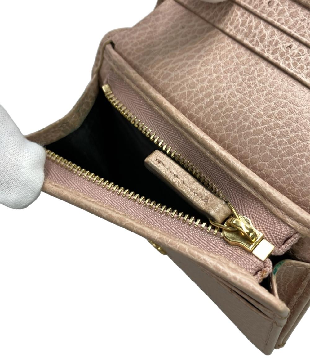 良品 グッチ 456126 GGマーモント 二つ折り財布 ピンク 金 レディース GUCCI（グッチ） 極美品◎GUCCI 456126 GGマーモント レザー ミニ