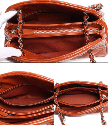 シャネル ショルダーバッグ ボーリングバッグ ココチャーム エナメル シルバー金具 オレンジ系 マドモアゼル レディース CHANEL