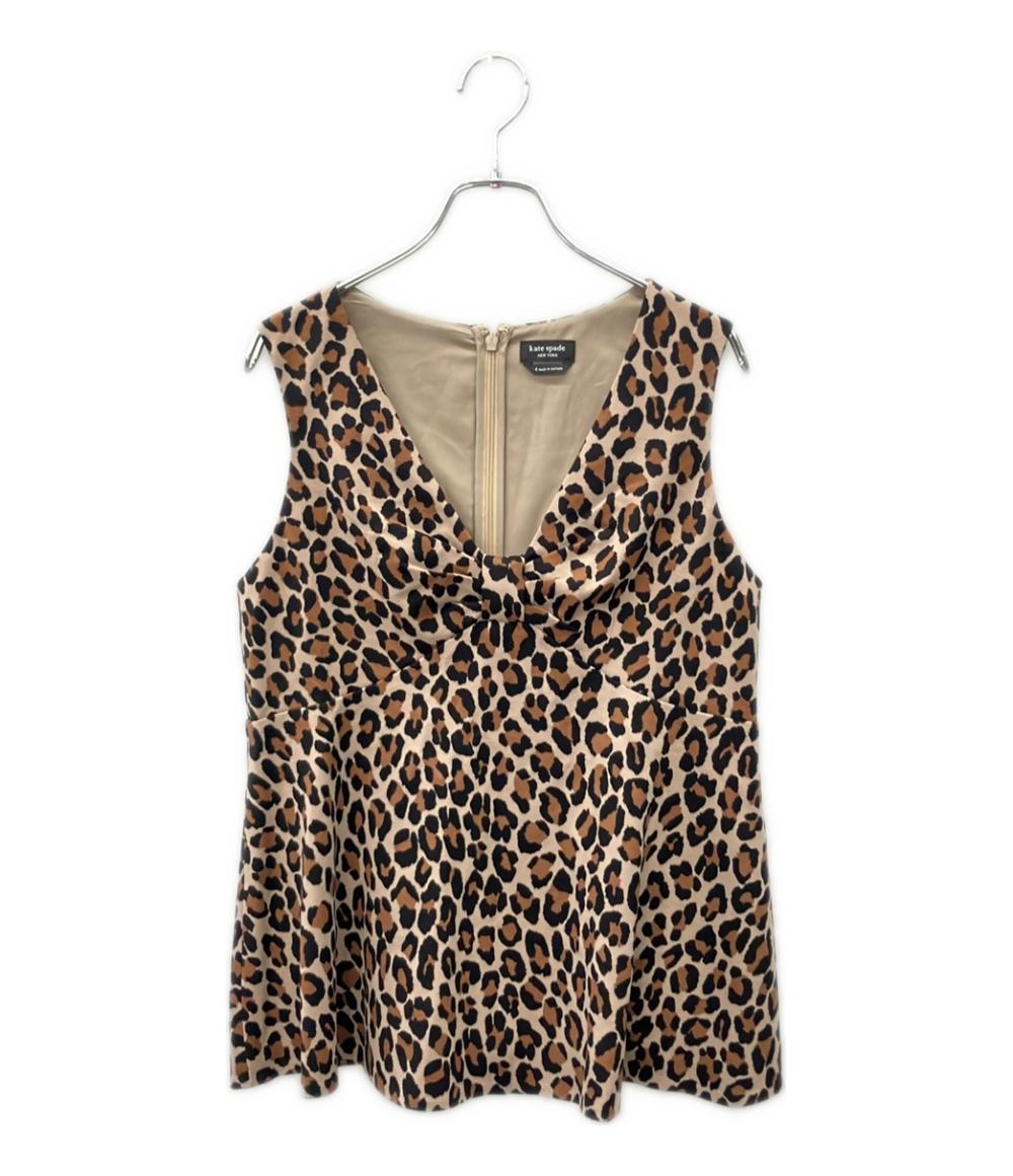 美品 Kate Spade ノースリーブトップス レオパード柄 レディース SIZE 4 (L) ケイトスペード