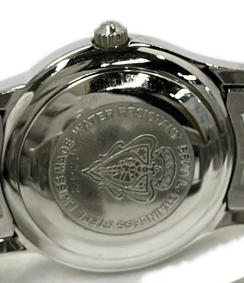 R7-3426 GUCCI 5500Lクォーツ腕時計 ブラックダイヤル GUCCI グッチ 5500L ラウンドフェイス 腕時計 ステンレススチール/革
