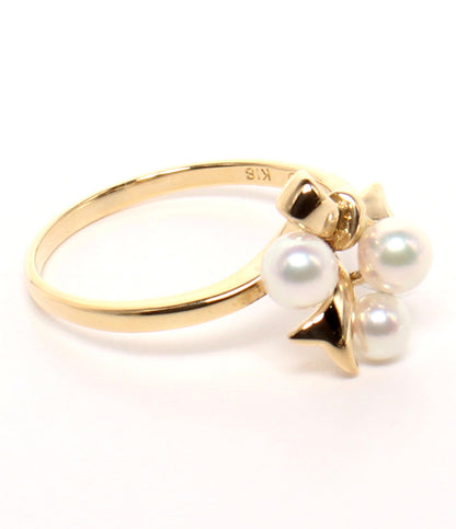 MIKIMOTO リング 指輪 K18 パール 3.0-4.0mm リボンモチーフ レディース SIZE 10号 ミキモト