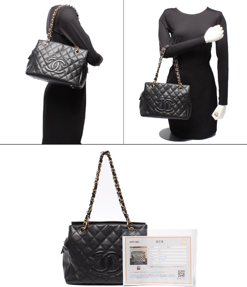 CHANEL チェーントートバッグ 肩掛け ゴールド金具 キャビアスキン
