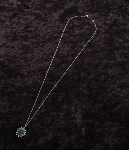 美品 ネックレス Pt900 Pt850 ブラックオパール 1.616ct ダイヤ 0.18ct レディース