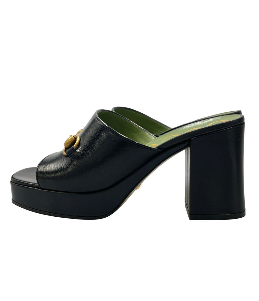 美品 GUCCI ホースビット チャンキーヒールミュール 602390 レディース SIZE 38 (24cm) グッチ