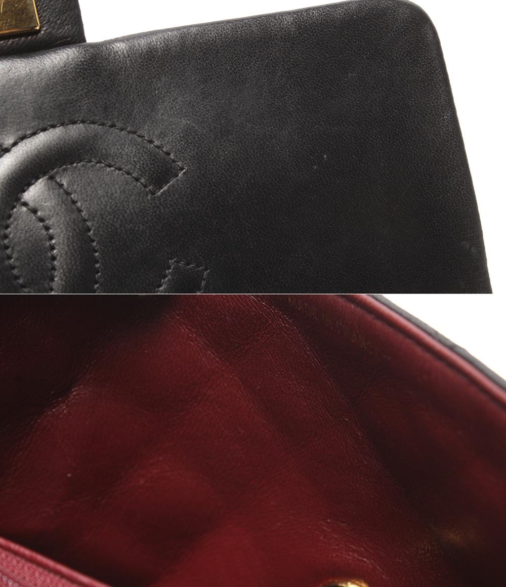 CHANEL チェーンショルダーバッグ 肩掛け ゴールド金具 シングルチェーン シングルフラップ マトラッセ ラムスキン 2番台 レディース シャネル