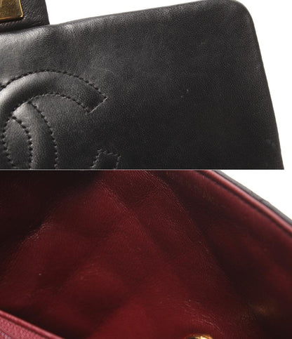 CHANEL チェーンショルダーバッグ 肩掛け ゴールド金具 シングルチェーン シングルフラップ マトラッセ ラムスキン 2番台 レディース シャネル