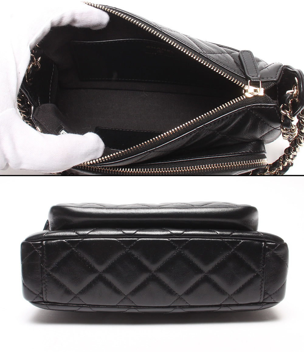 美品 CHANEL チェーンショルダーバッグ 肩掛け 斜め掛け シルバー金具 シングルチェーン シャイニークランプル マトラッセ ラムスキン AP4349